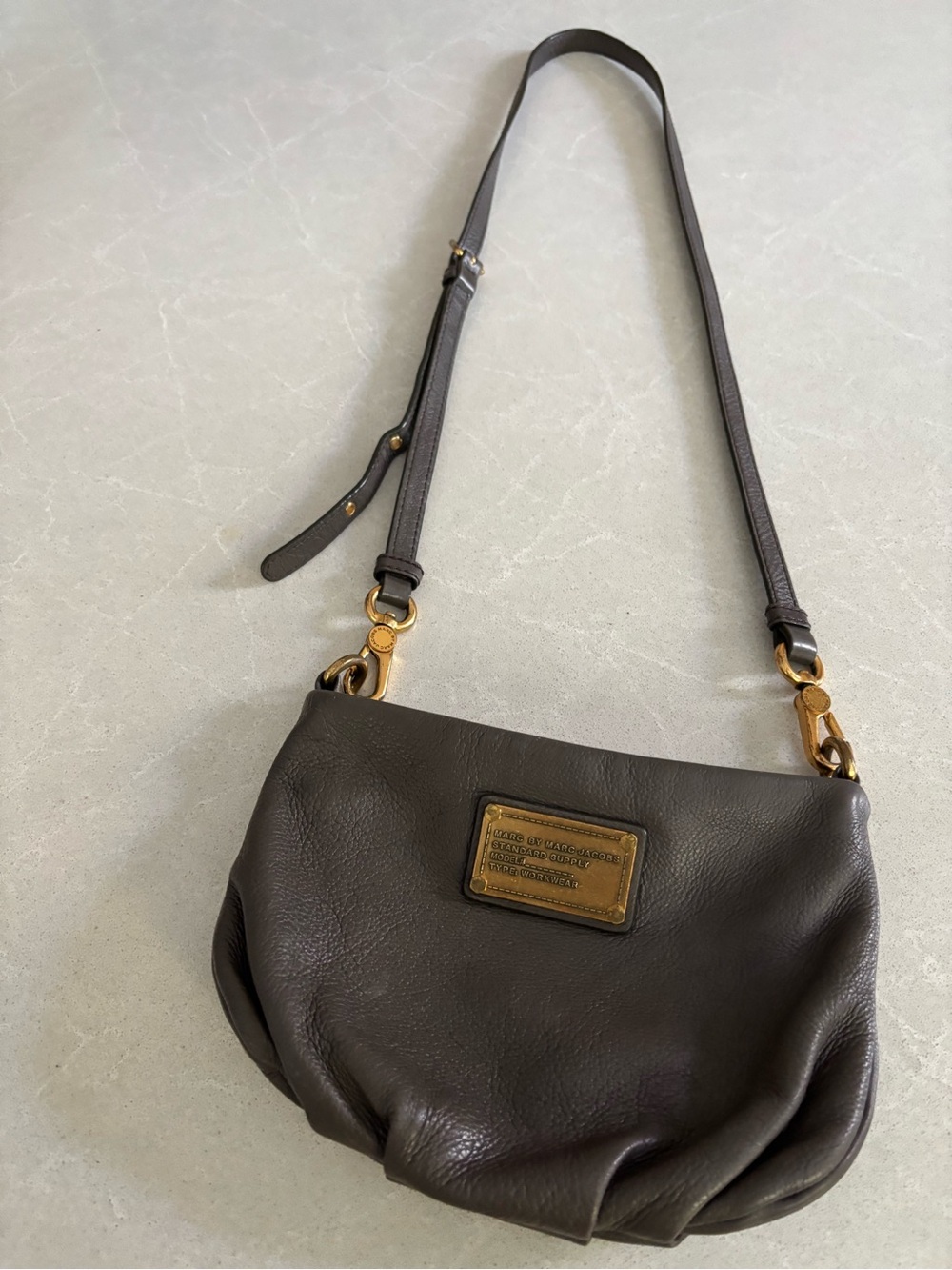Marc by Marc Jacobs Classic Q Percy Crossbody Leather Bag - Charcoal Gray